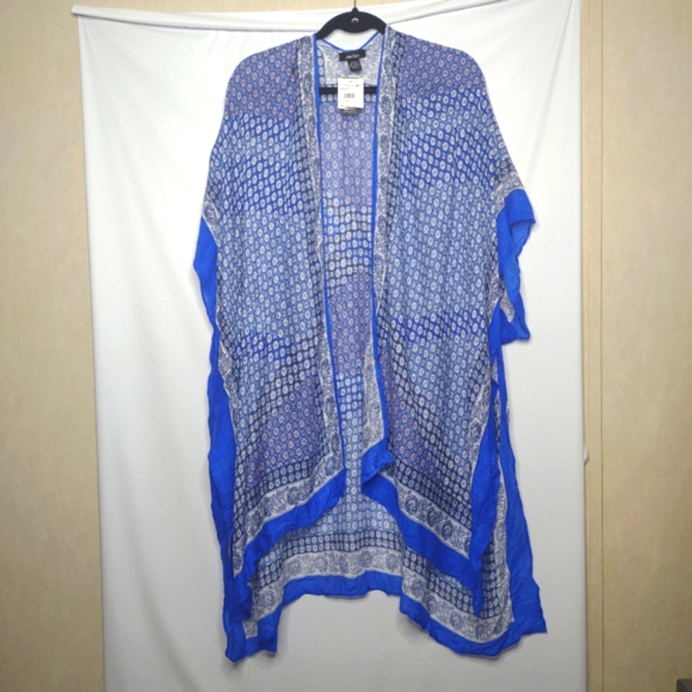 Nicole Miller Asymmetrical Bandana Print Beach Swim Cover-up Sz: OS NWT Boho